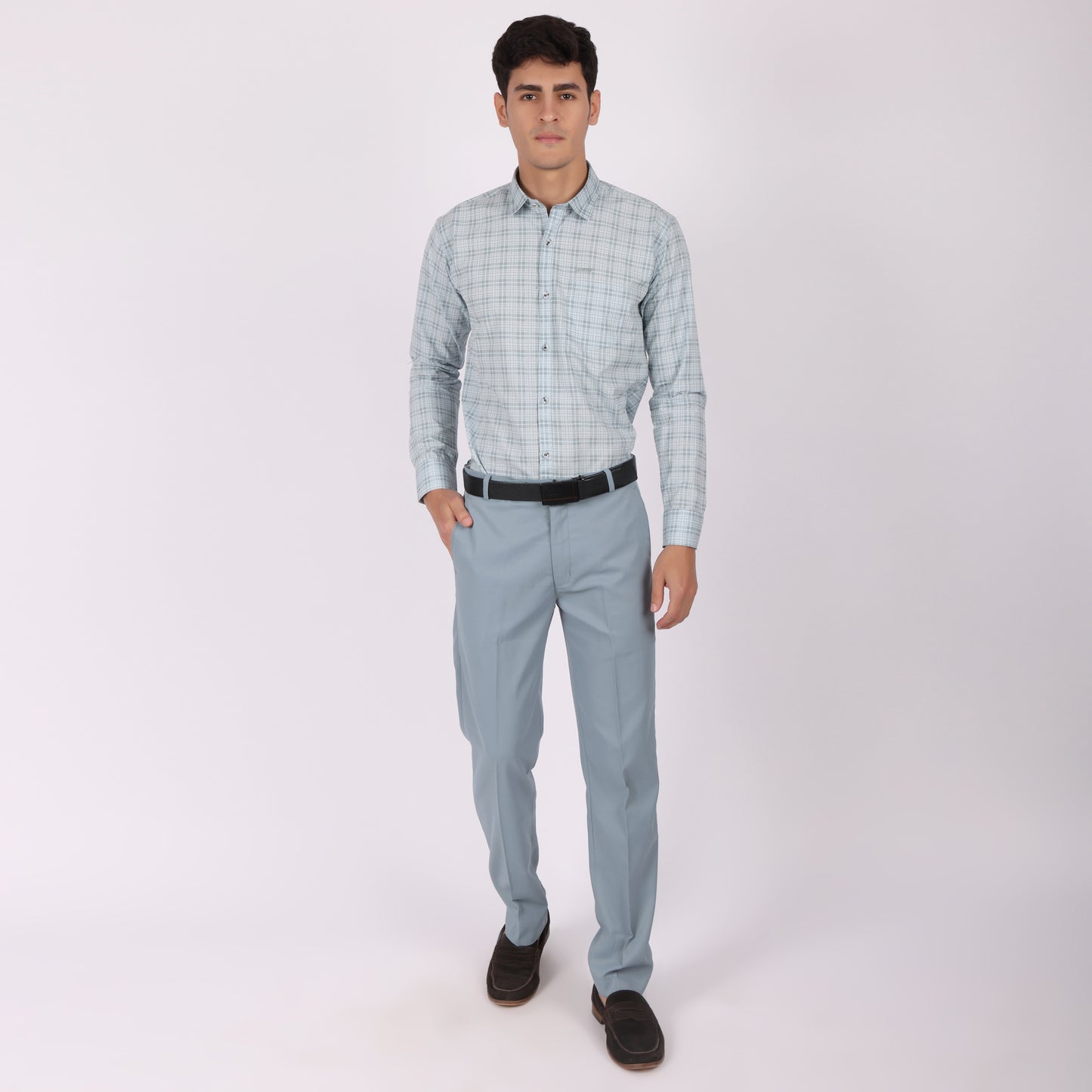 Men’s Sky Blue  Checked Formal Shirt