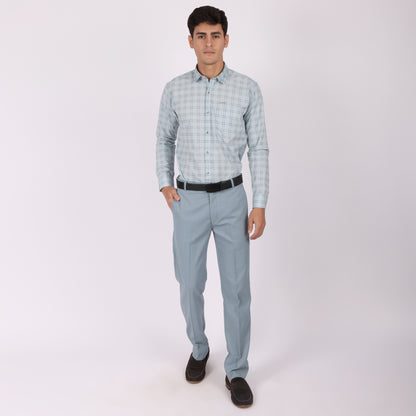 Men’s Sky Blue  Checked Formal Shirt