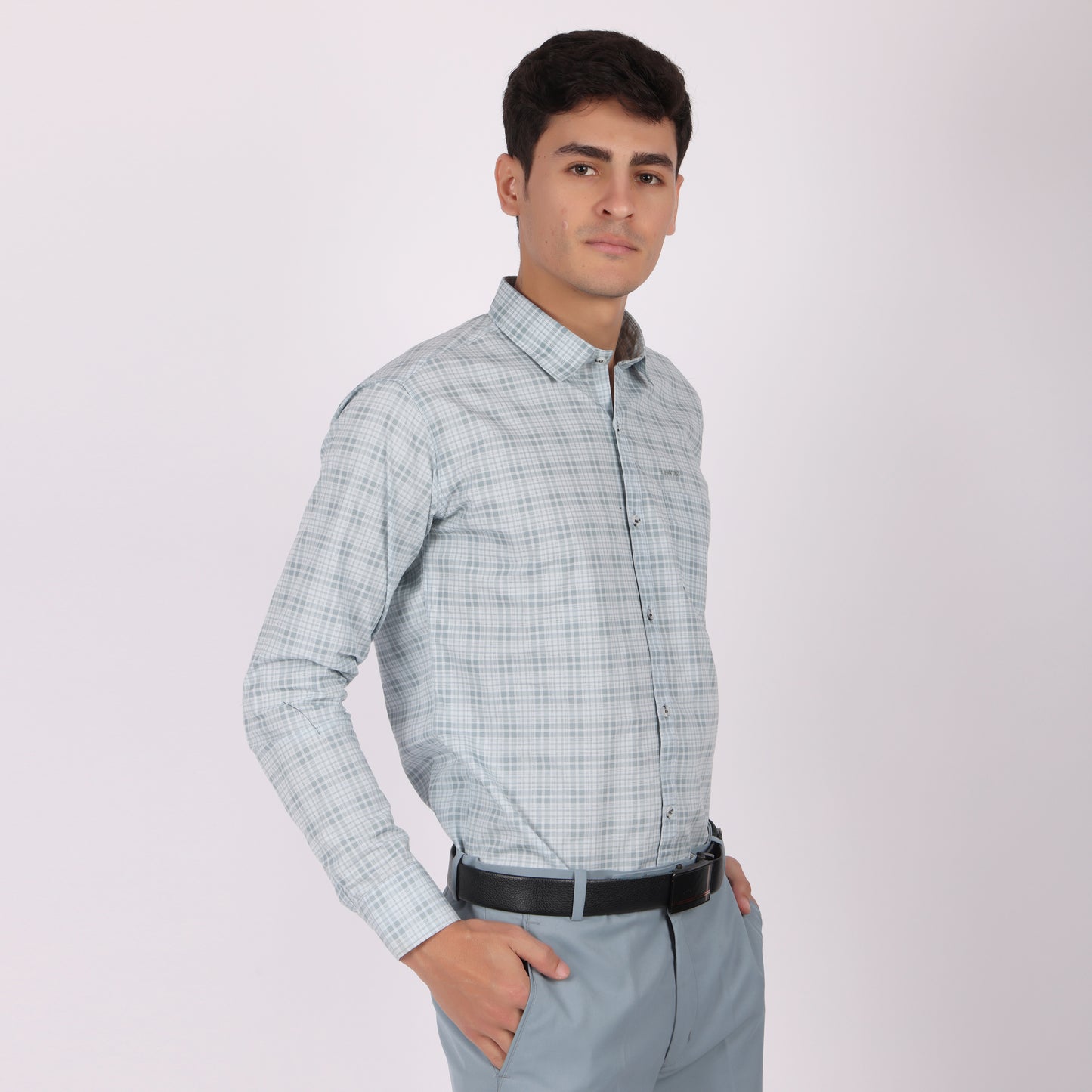 Men’s Sky Blue  Checked Formal Shirt