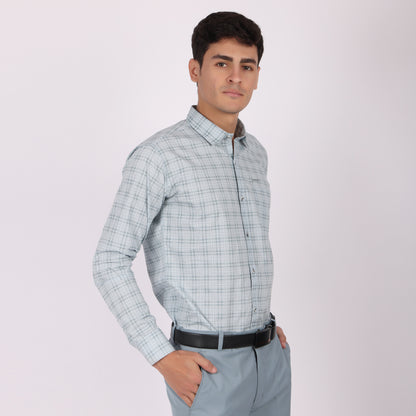 Men’s Sky Blue  Checked Formal Shirt