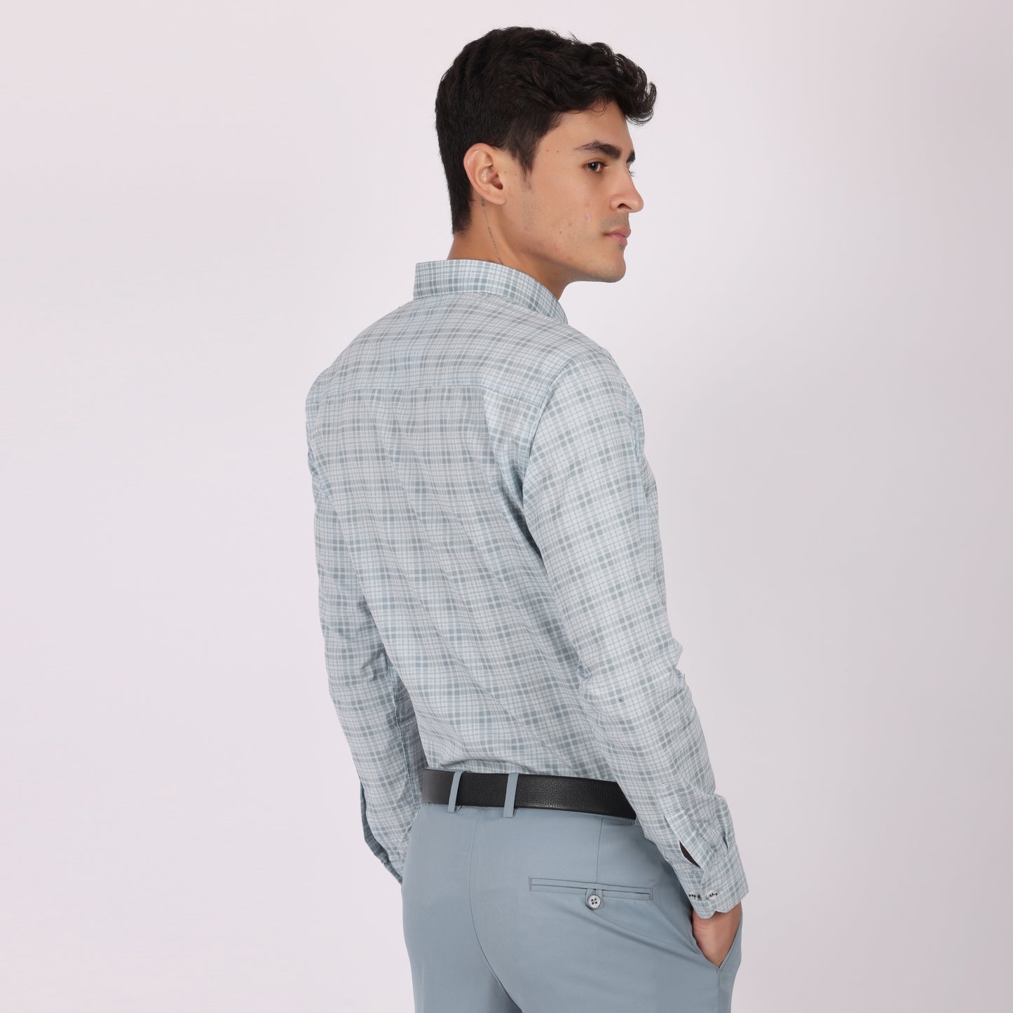 Men’s Sky Blue  Checked Formal Shirt