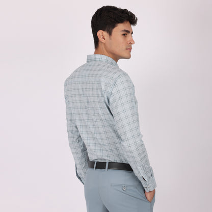 Men’s Sky Blue  Checked Formal Shirt