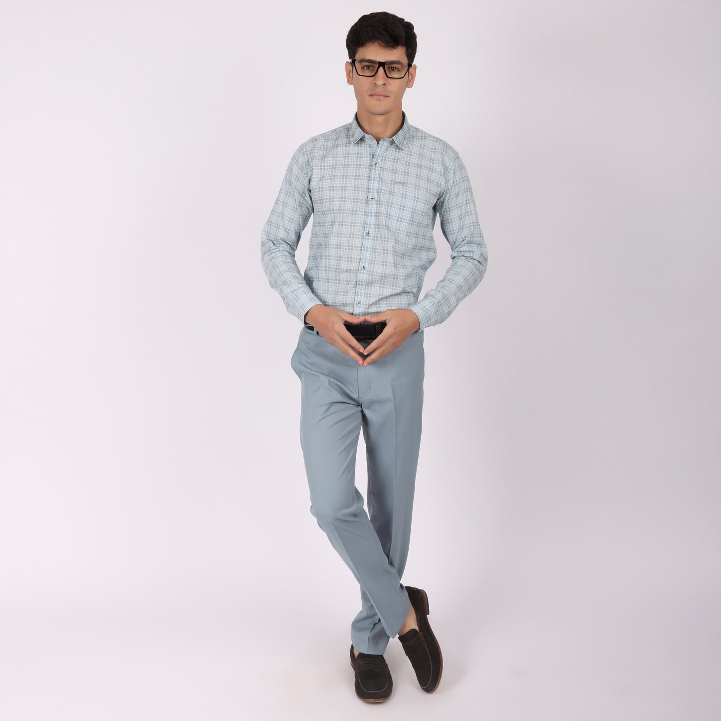 Men’s Sky Blue  Checked Formal Shirt