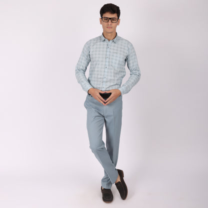 Men’s Sky Blue  Checked Formal Shirt