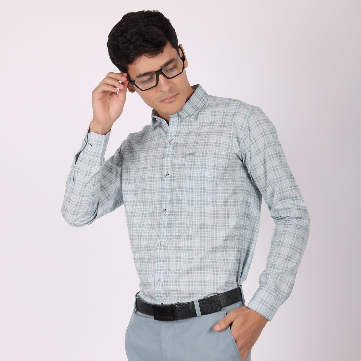 Men’s Sky Blue  Checked Formal Shirt