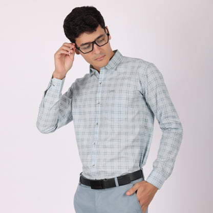 Men’s Sky Blue  Checked Formal Shirt