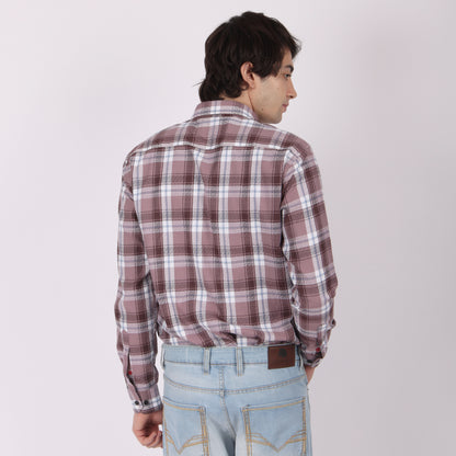 Men’s Checked Casual Shirt with Contrast Black Pocket