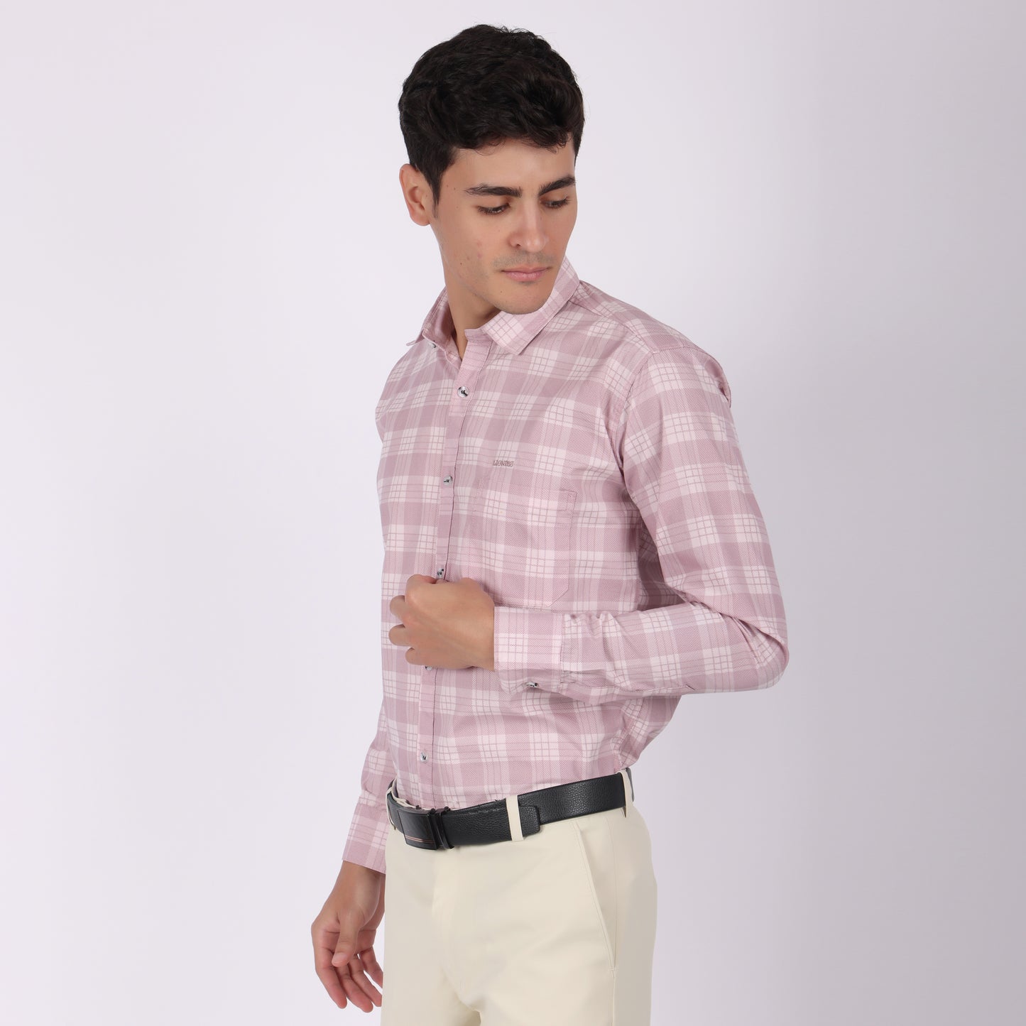 Men’s Baby Pink Checked Formal Shirt