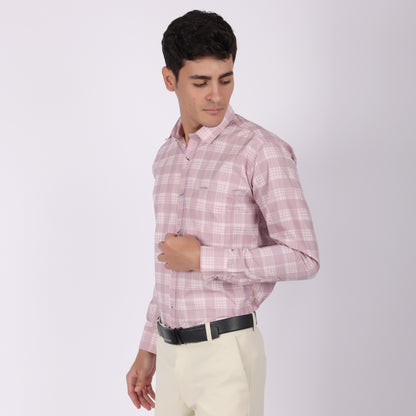 Men’s Baby Pink Checked Formal Shirt