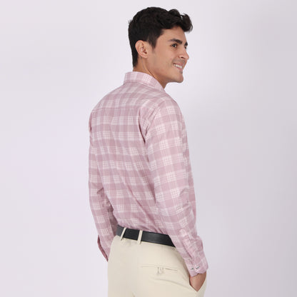 Men’s Baby Pink Checked Formal Shirt