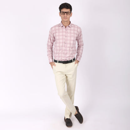 Men’s Baby Pink Checked Formal Shirt