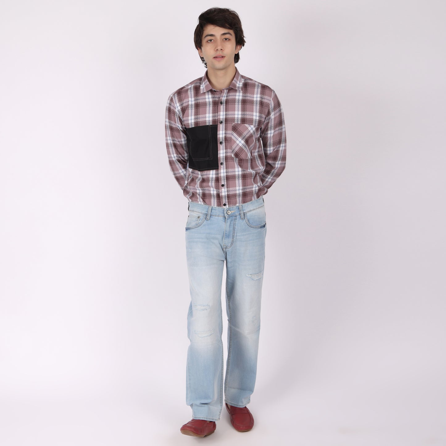 Men’s Light Blue Distressed Straight Fit Jeans