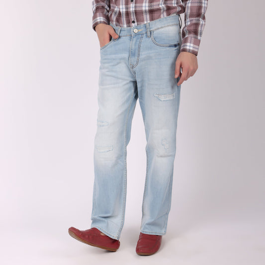 🎁 Men’s Light Blue Distressed Straight Fit Jeans (100% off)