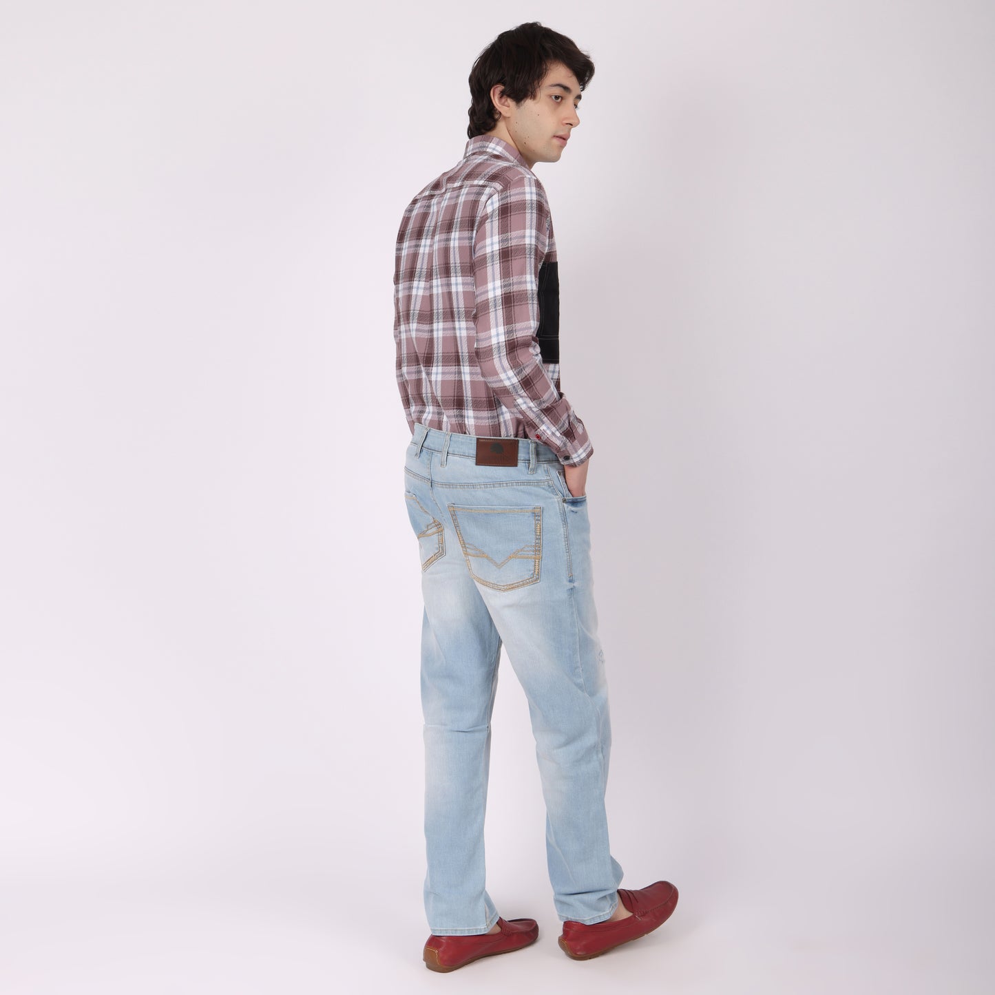 Men’s Light Blue Distressed Straight Fit Jeans