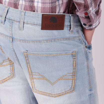Men’s Light Blue Distressed Straight Fit Jeans