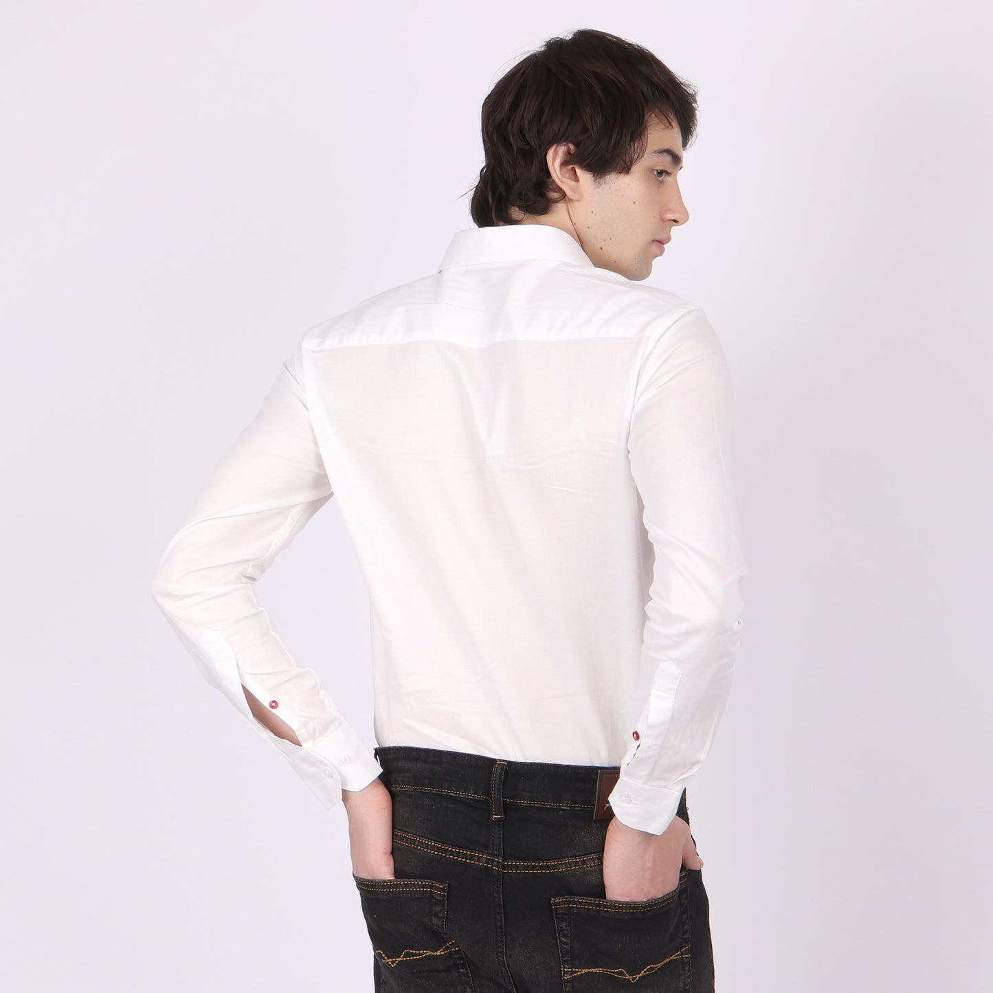 Men’s White Designer Shirt with Contrast Pocket