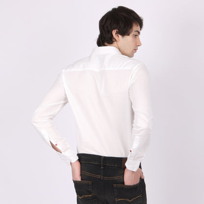 Men’s White Designer Shirt with Contrast Pocket