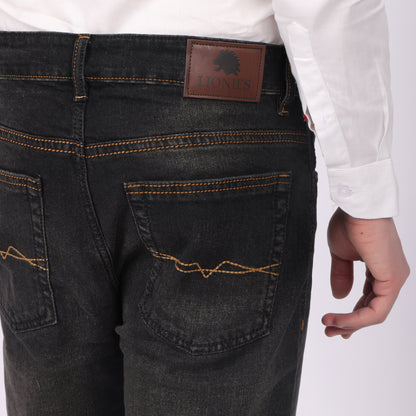 Men’s charcoal Distressed Straight Fit Jeans