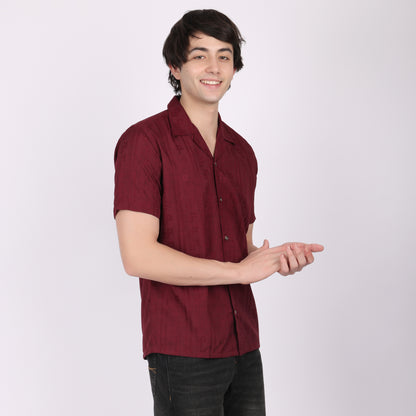 Men’s Maroon Casual Short Sleeve Shirt