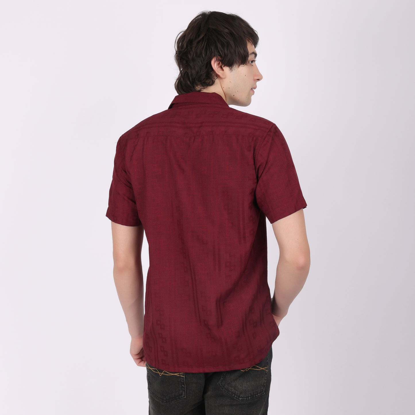 Men’s Maroon Casual Short Sleeve Shirt