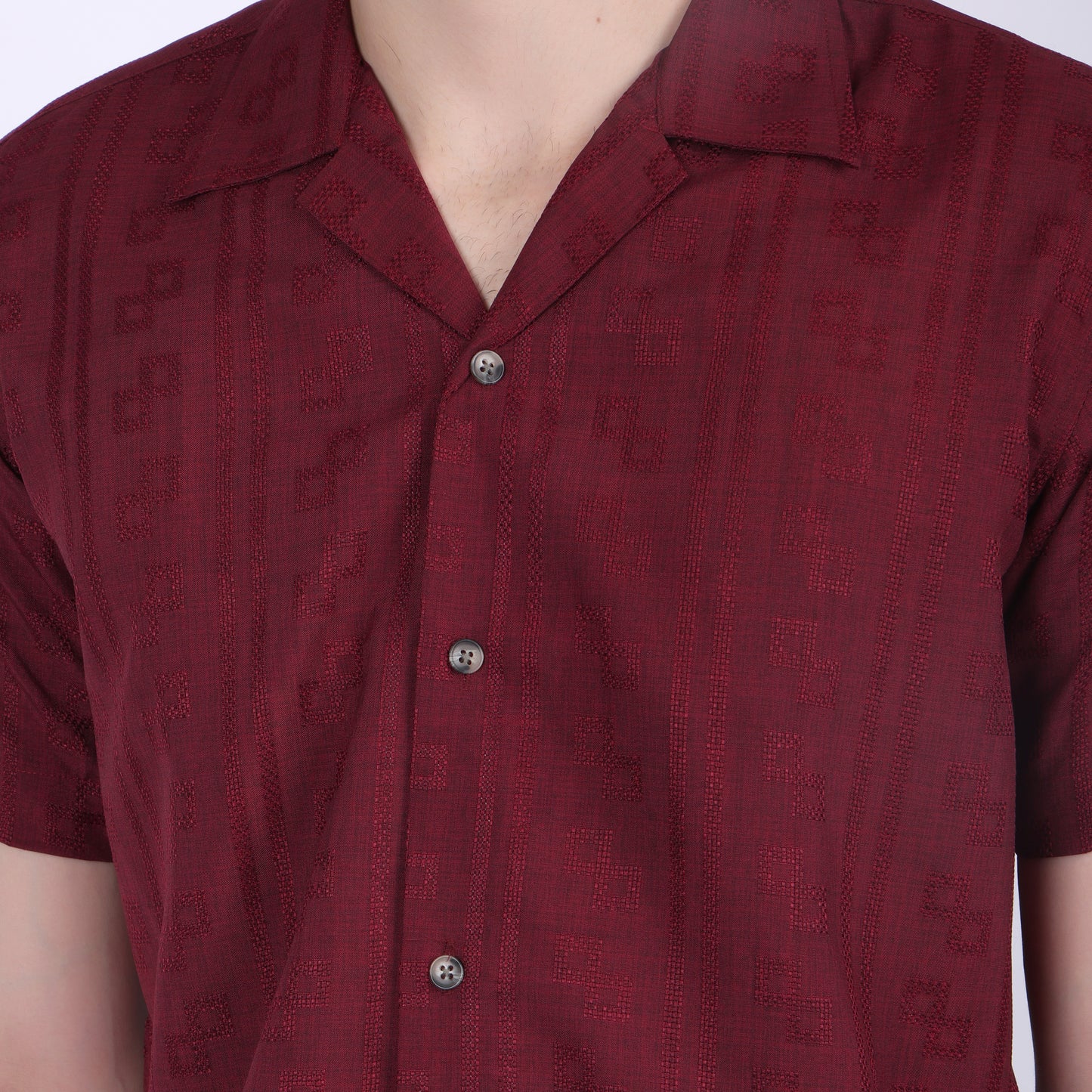 Men’s Maroon Casual Short Sleeve Shirt