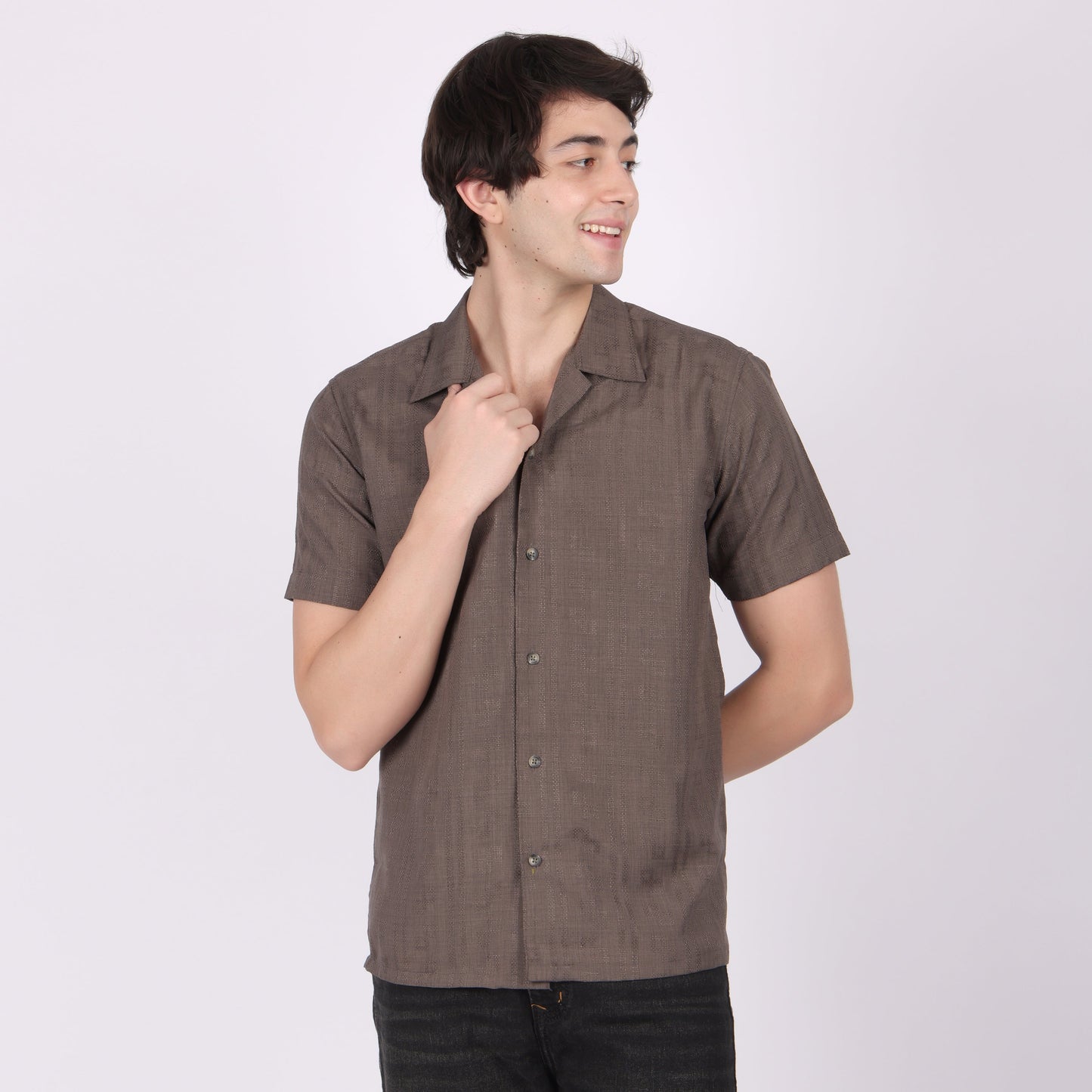 Men’s Brownish Mauve Casual Short Sleeve Shirt