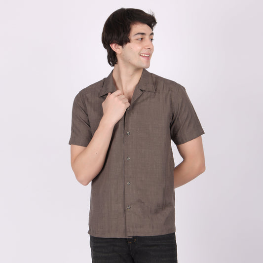🎁 Men’s Brownish Mauve Casual Short Sleeve Shirt (100% off)