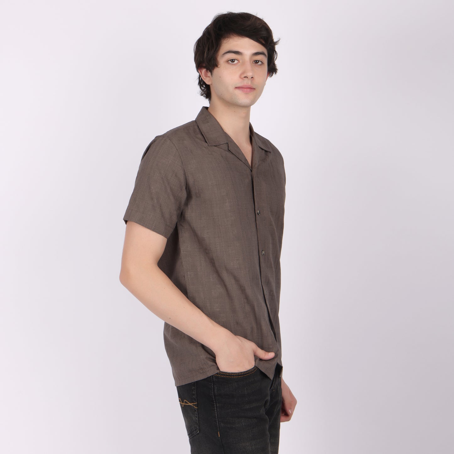 Men’s Brownish Mauve Casual Short Sleeve Shirt