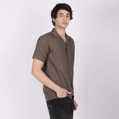 Men’s Brownish Mauve Casual Short Sleeve Shirt