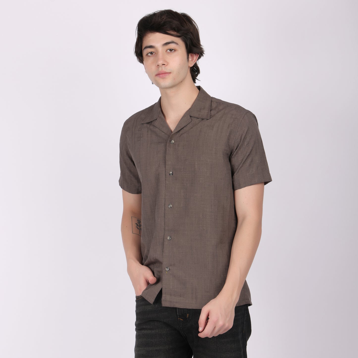 Men’s Brownish Mauve Casual Short Sleeve Shirt