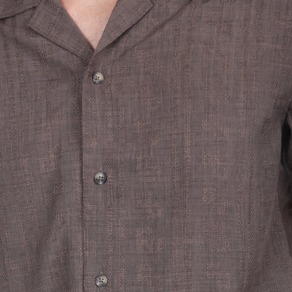 Men’s Brownish Mauve Casual Short Sleeve Shirt