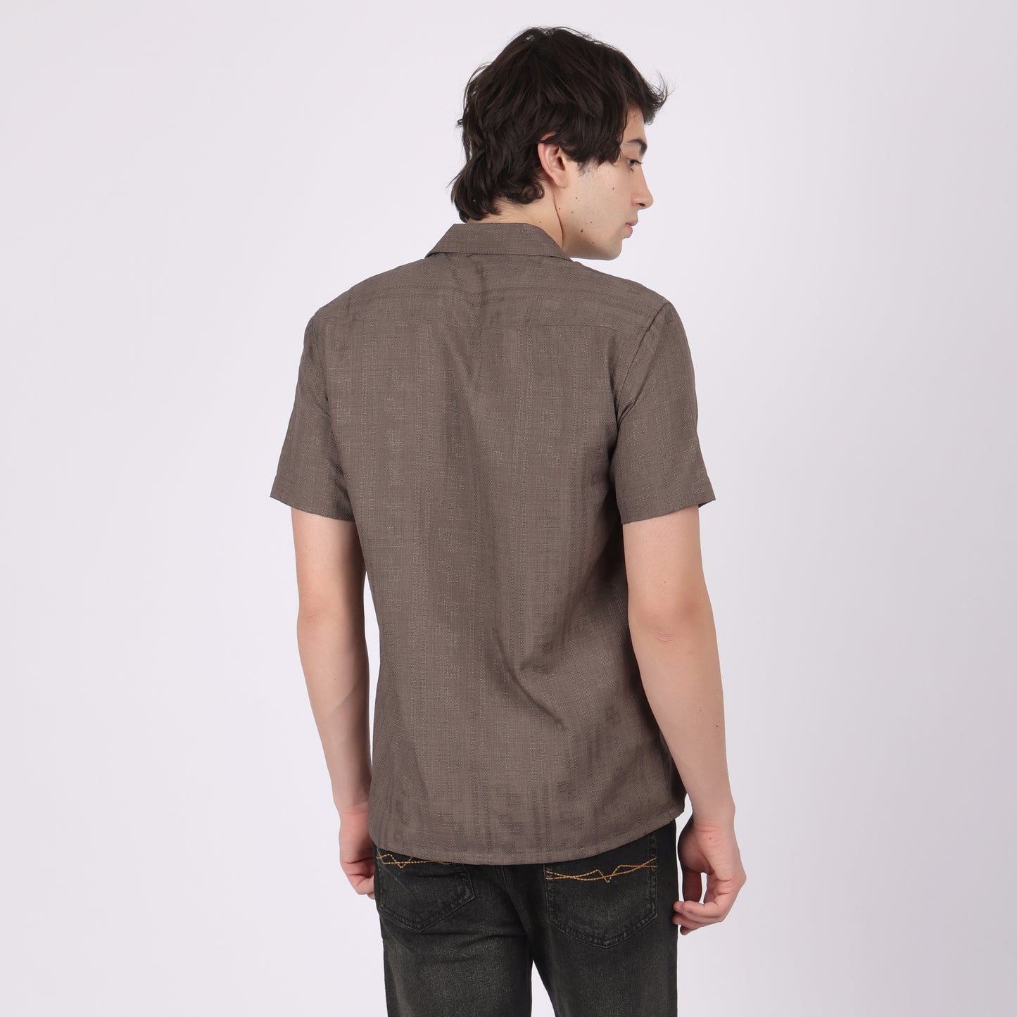 Men’s Brownish Mauve Casual Short Sleeve Shirt