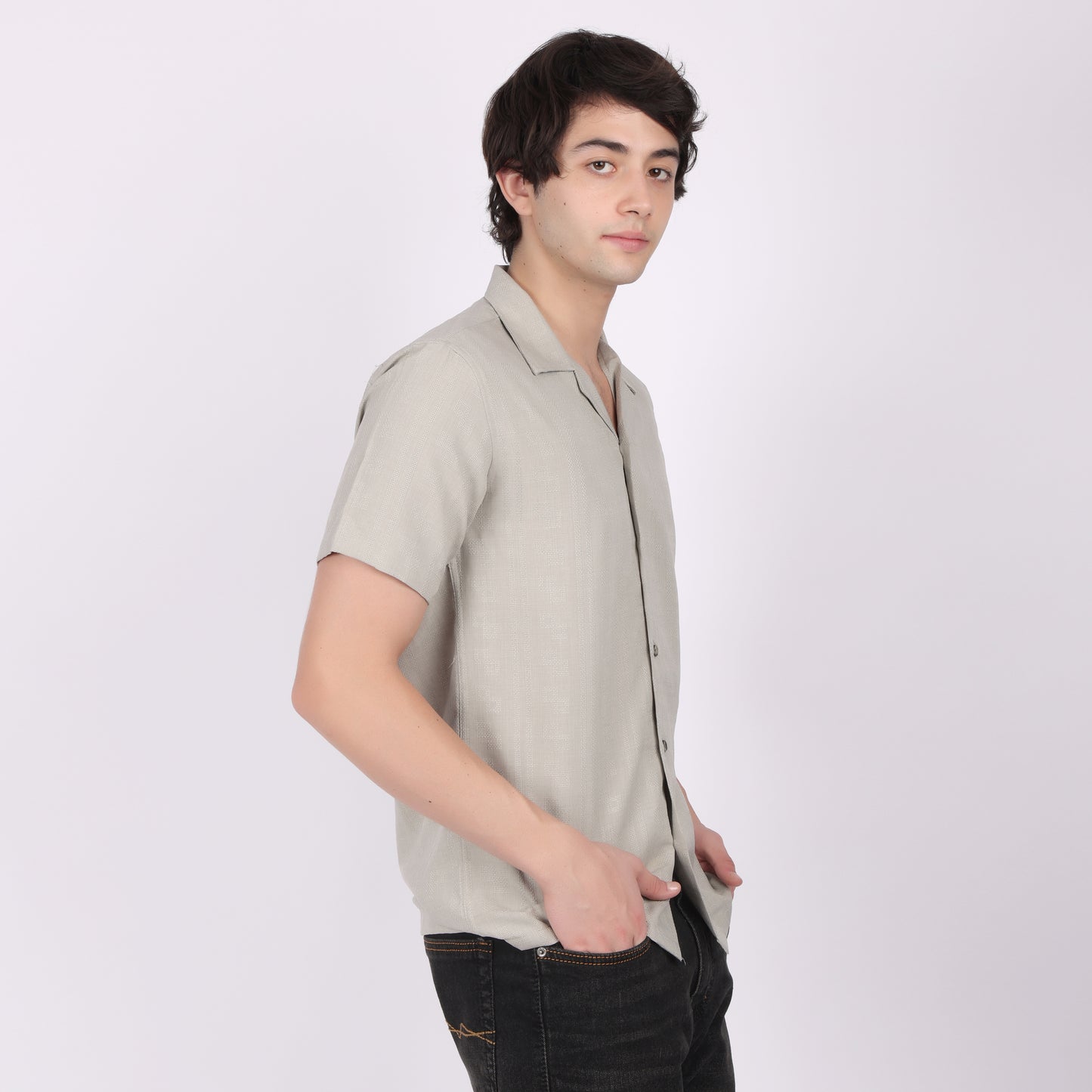 Men’s Grey Casual Short Sleeve Shirt