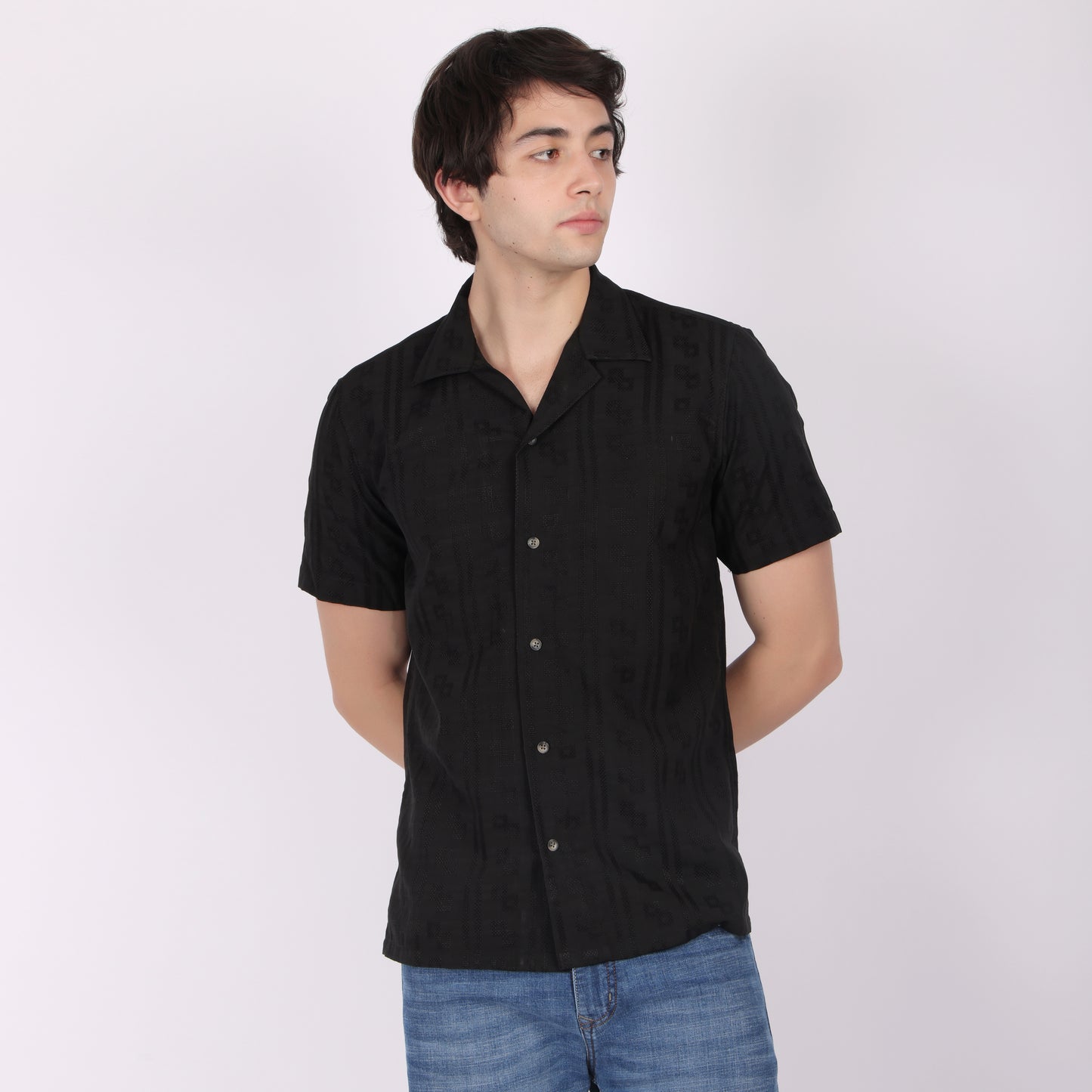 Men’s Black Casual Short Sleeve Shirt