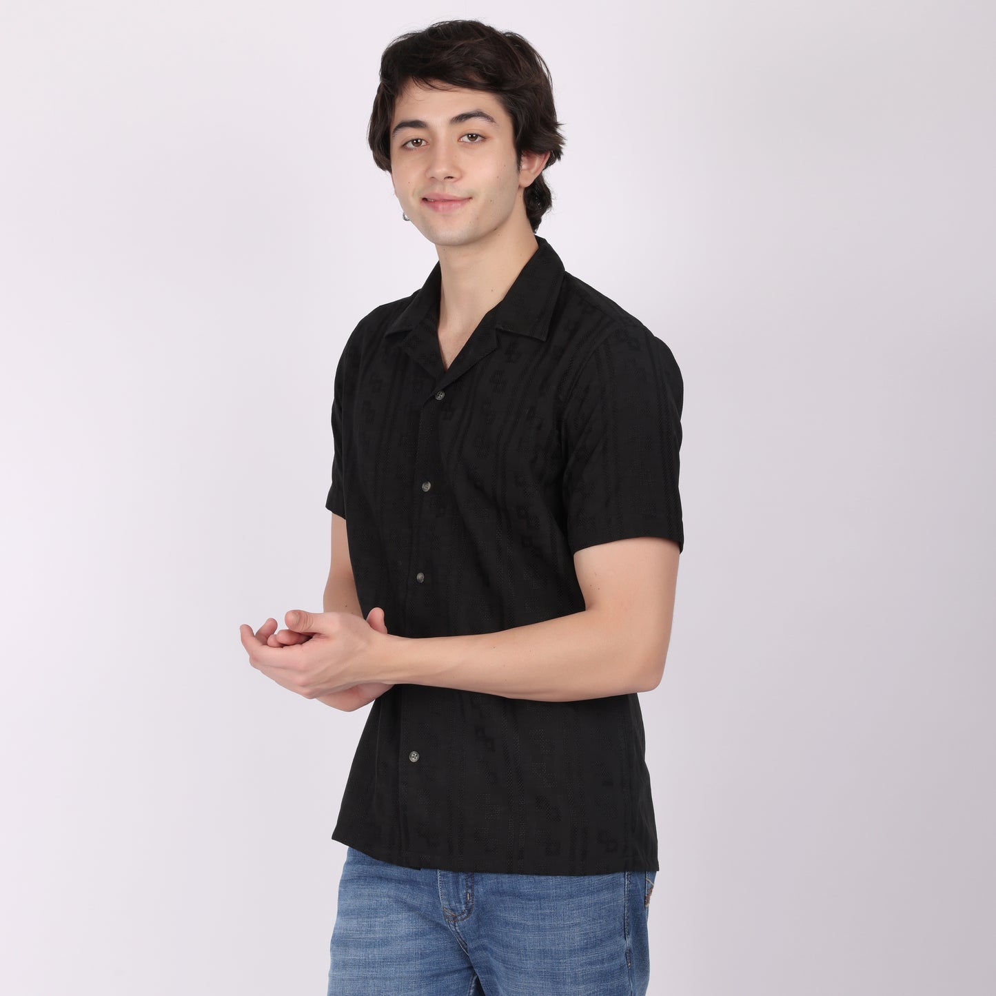 Men’s Black Casual Short Sleeve Shirt