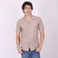 Men's Beige Brown Textured Short Sleeve Shirt