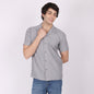 Men's Grey Textured Short Sleeve Shirt