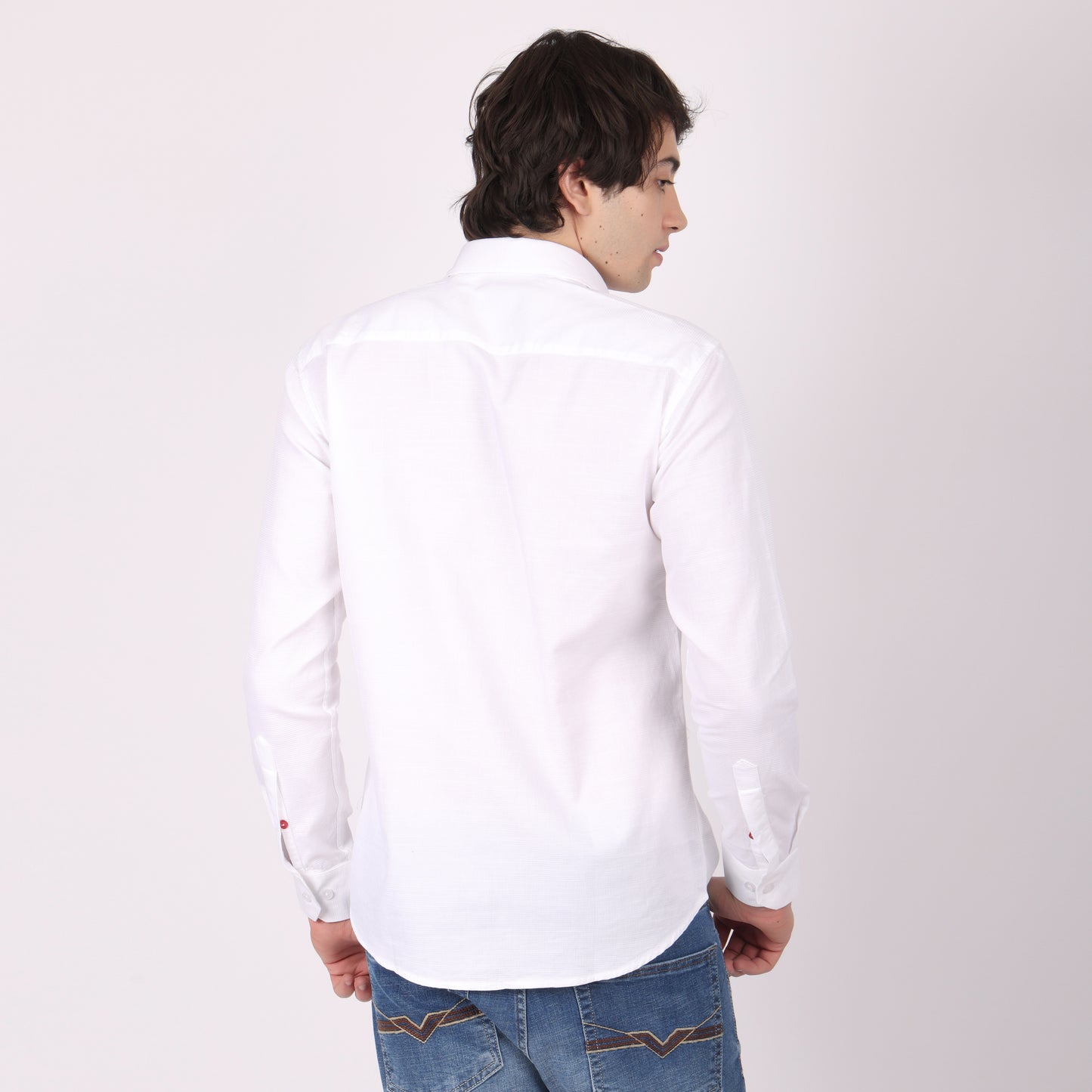 Men's White Designer Shirt with Contrast Pocket Detail