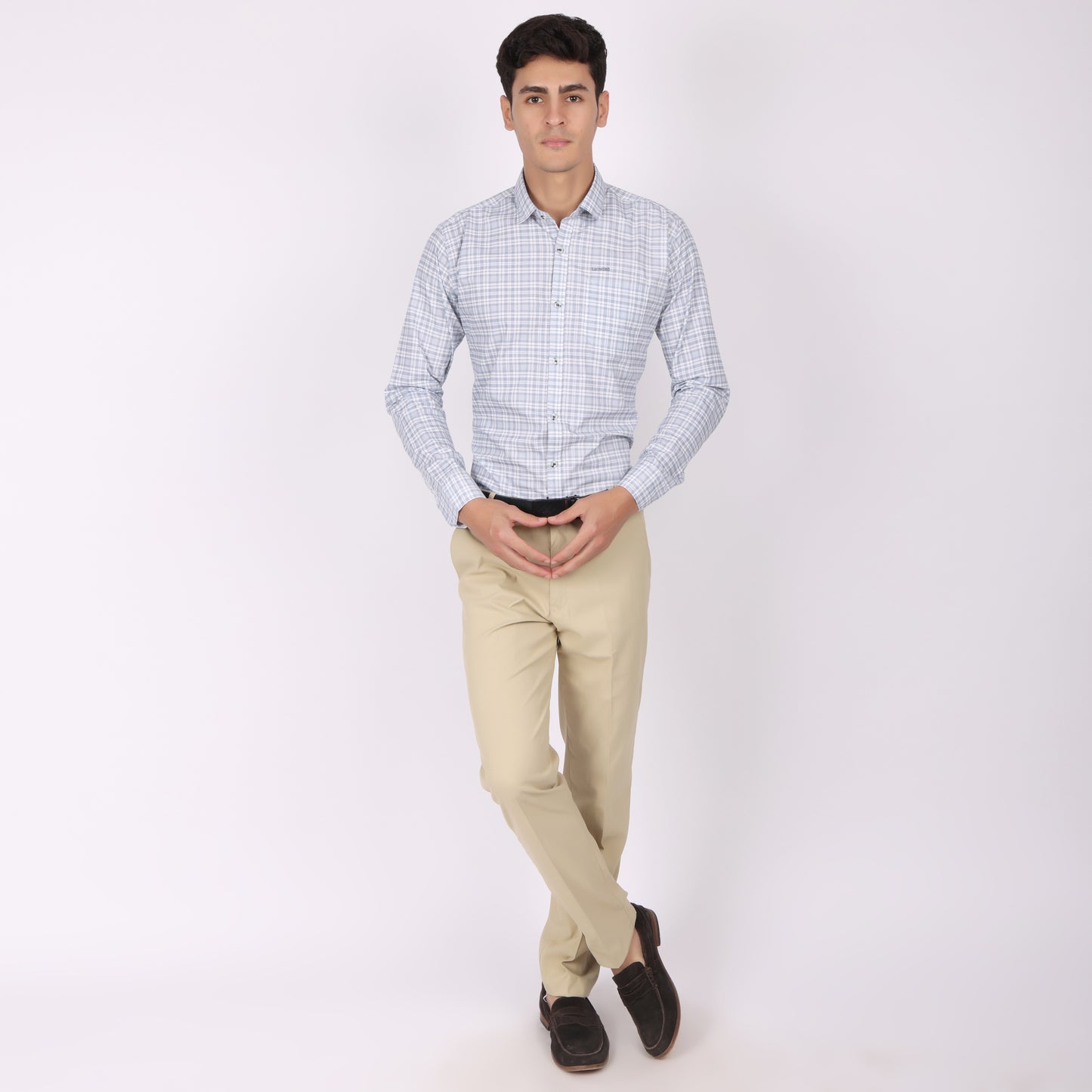 Men’s Light Blue  Checked Formal Shirt