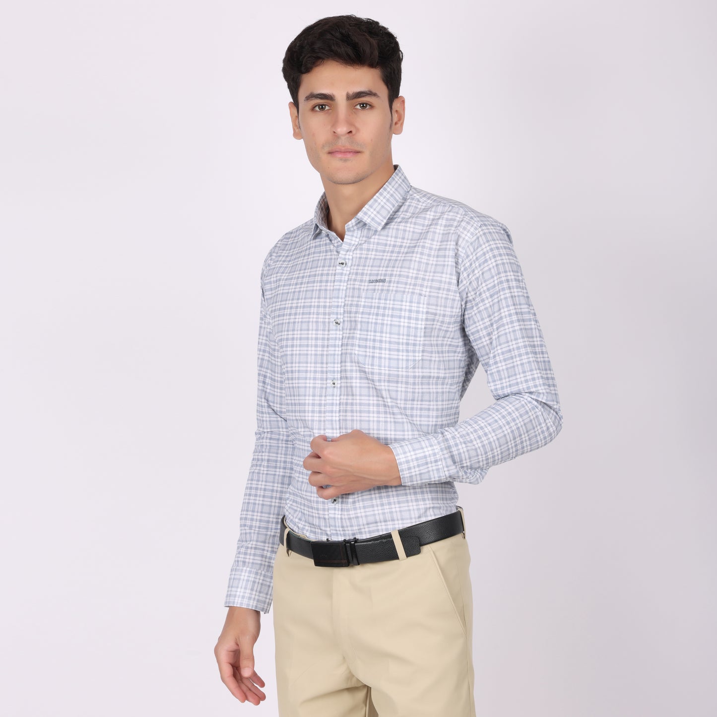 Men’s Light Blue  Checked Formal Shirt