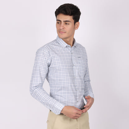 Men’s Light Blue  Checked Formal Shirt