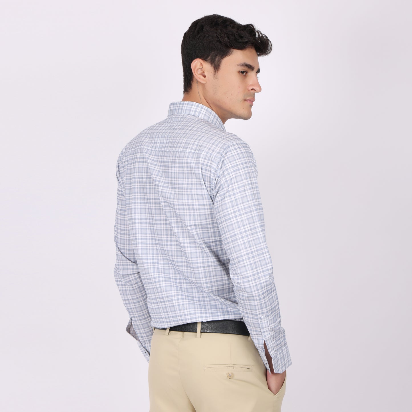 Men’s Light Blue  Checked Formal Shirt