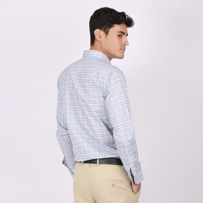 Men’s Light Blue  Checked Formal Shirt