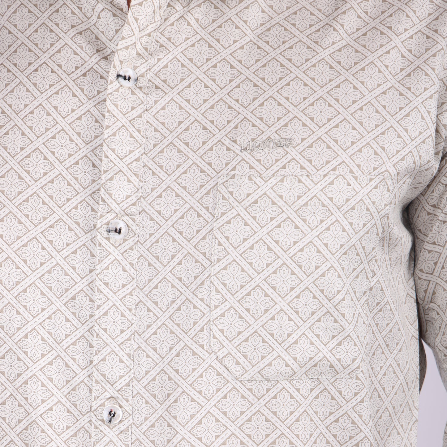 Men's Beige Geometric Printed Cotton Shirt