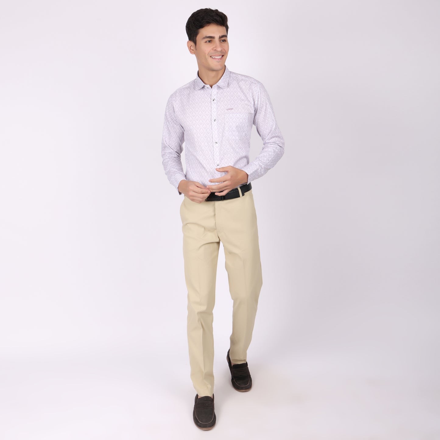 Men's Lavender Printed Cotton Shirt
