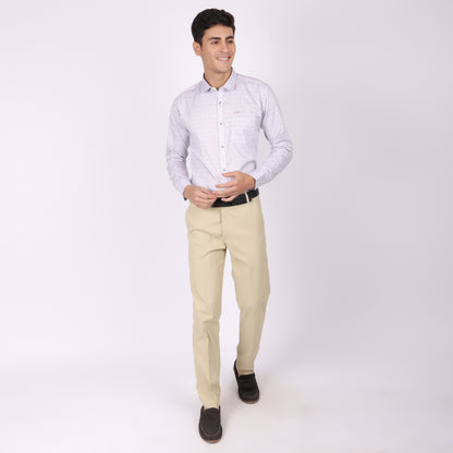 Men's Lavender Printed Cotton Shirt