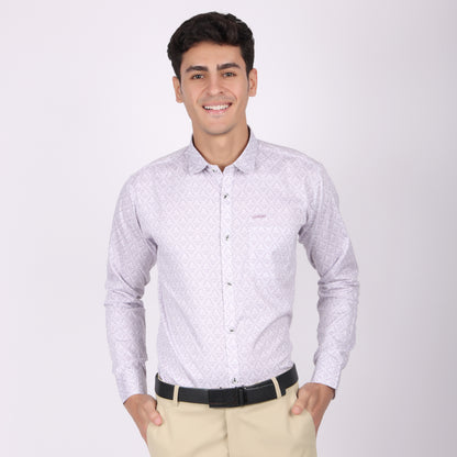 Men's Lavender Printed Cotton Shirt