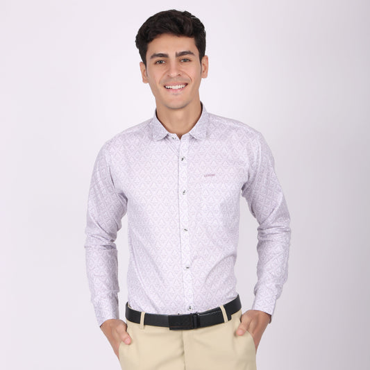 🎁 Men's Lavender Printed Cotton Shirt (100% off)
