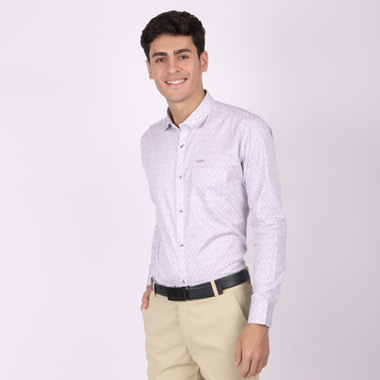 Men's Lavender Printed Cotton Shirt
