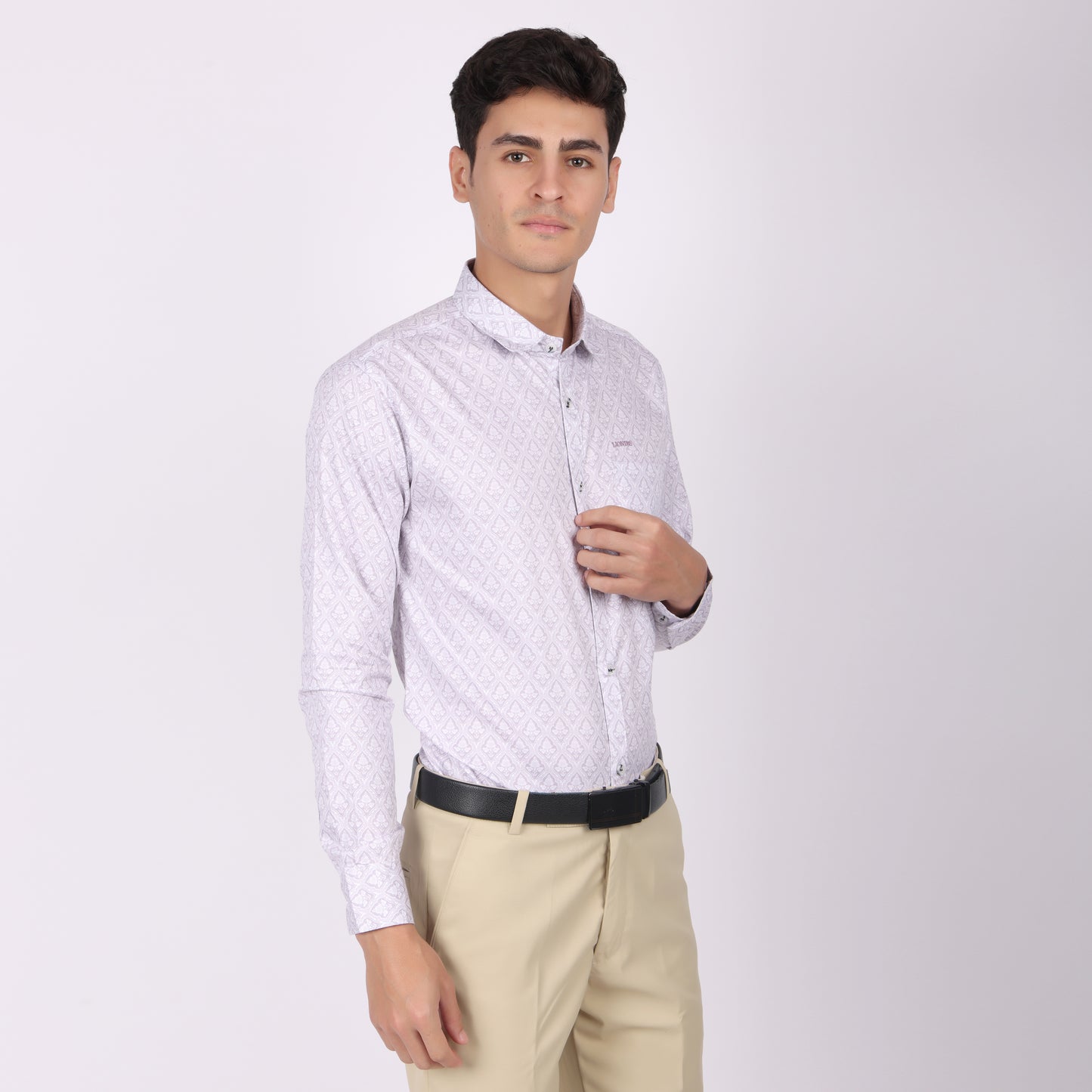 Men's Lavender Printed Cotton Shirt